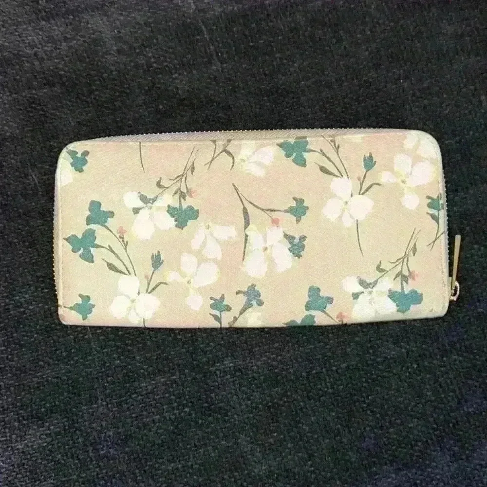 a new day. Gold Zip-around Wallet Floral,  zipper Coin, 8 Card & 2 Bill slots